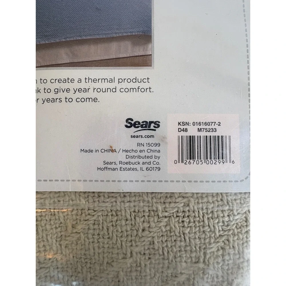 Sears Cannon Cotton Blanket Twin Sage Green Thermal Weave 66x90 M75233 New